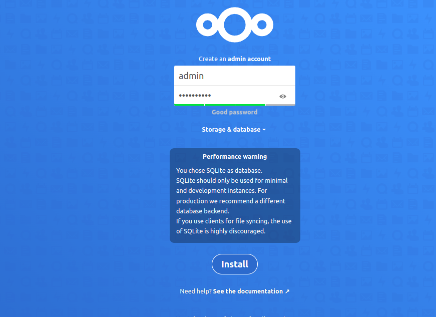 Nextcloud welcome page