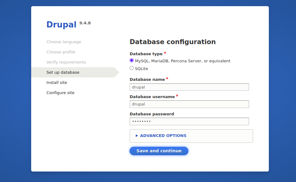 Drupal select database page