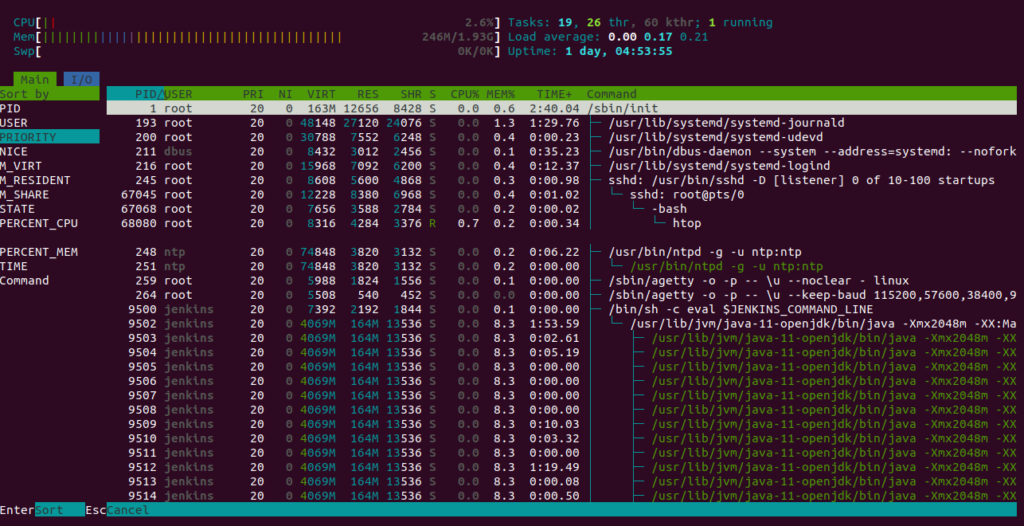 Htop see individual process