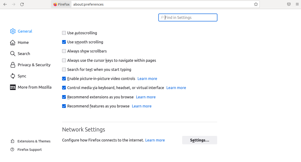 firefox settings