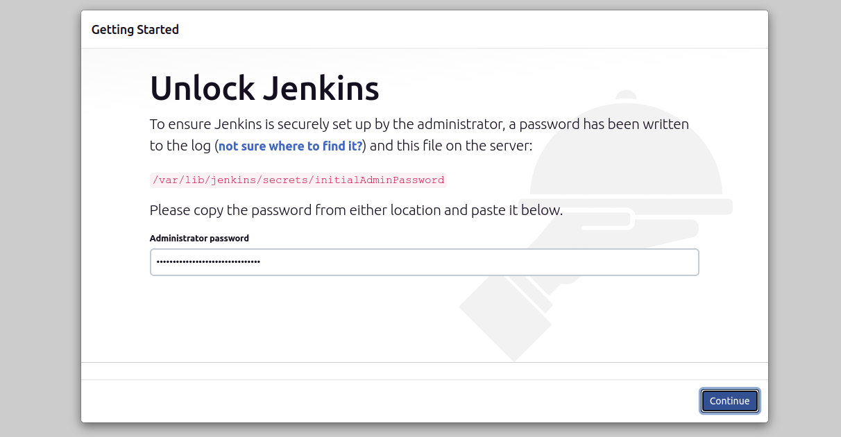 jenkins password screen