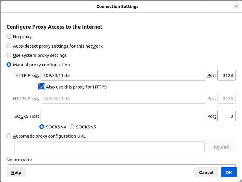 firefox proxy settings