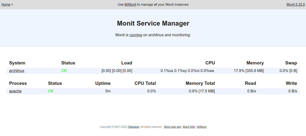 monit dashboard