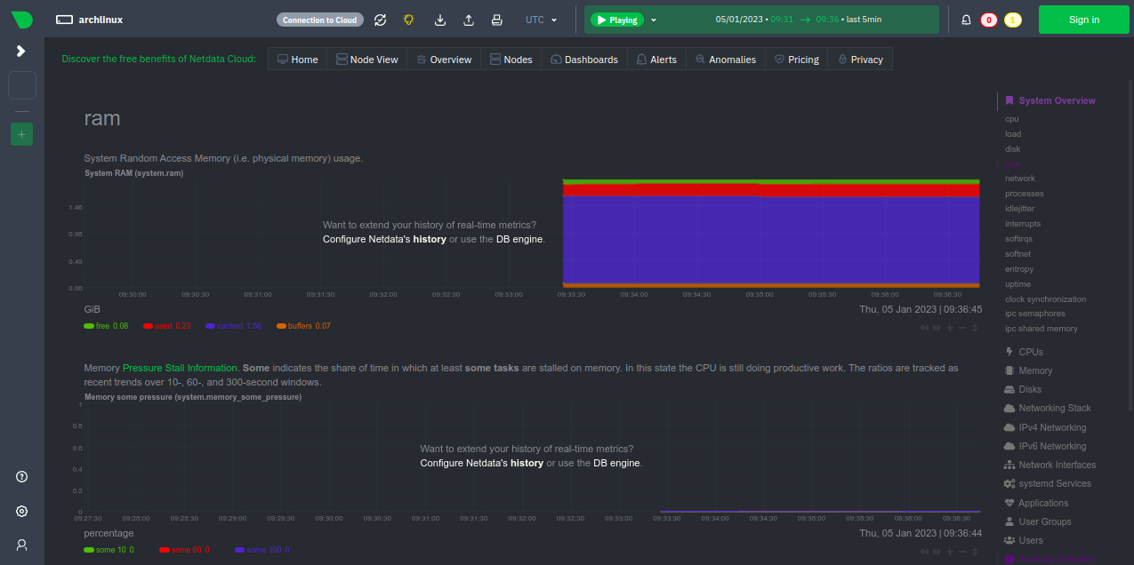 netdata memory usage