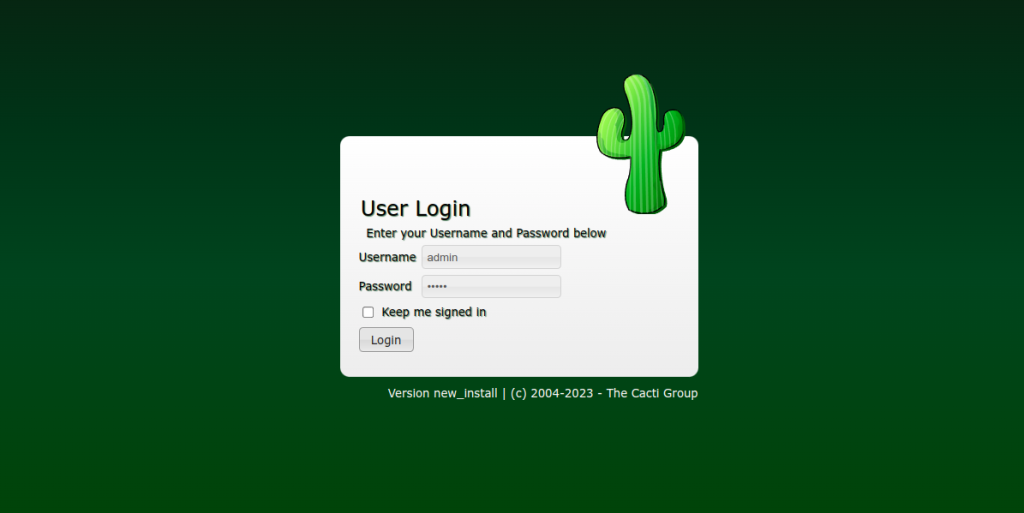 Cacti login screen