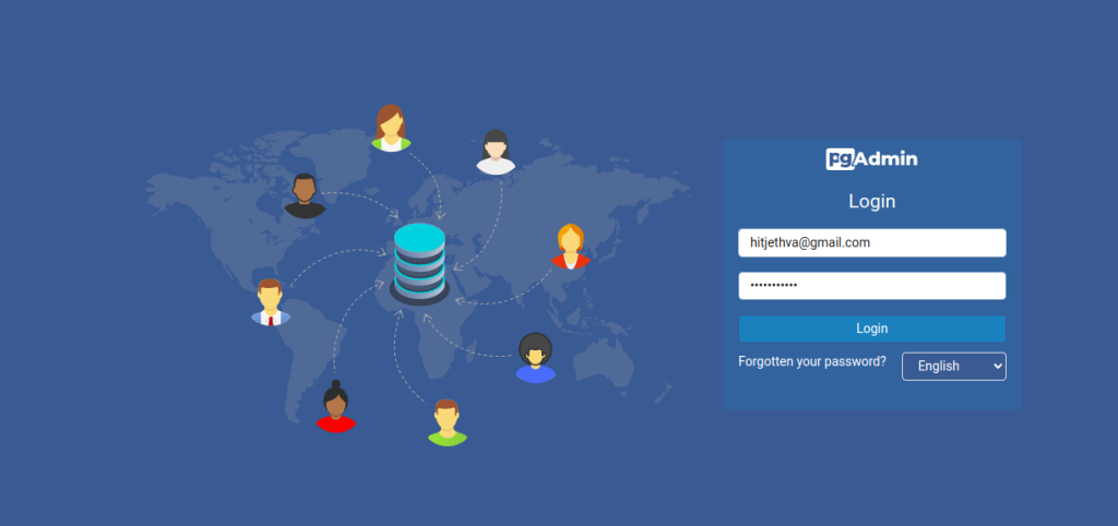 pgAdmin login page