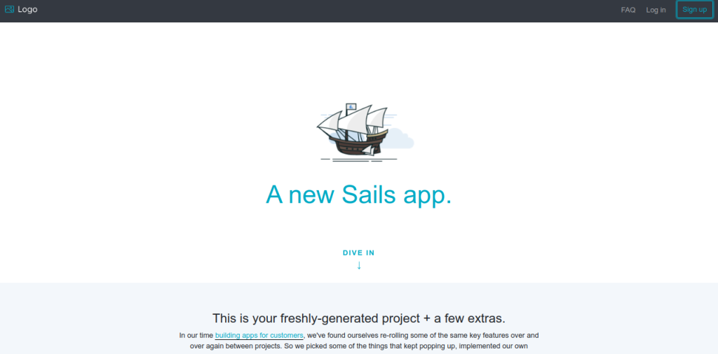 Sails dashboard page