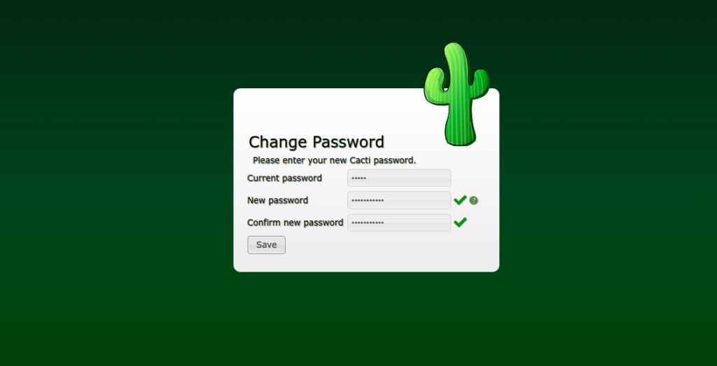 Cacti change password screen