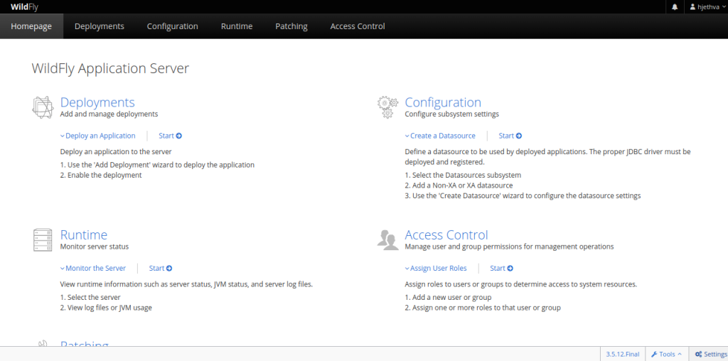 Wildfly admin dashboard