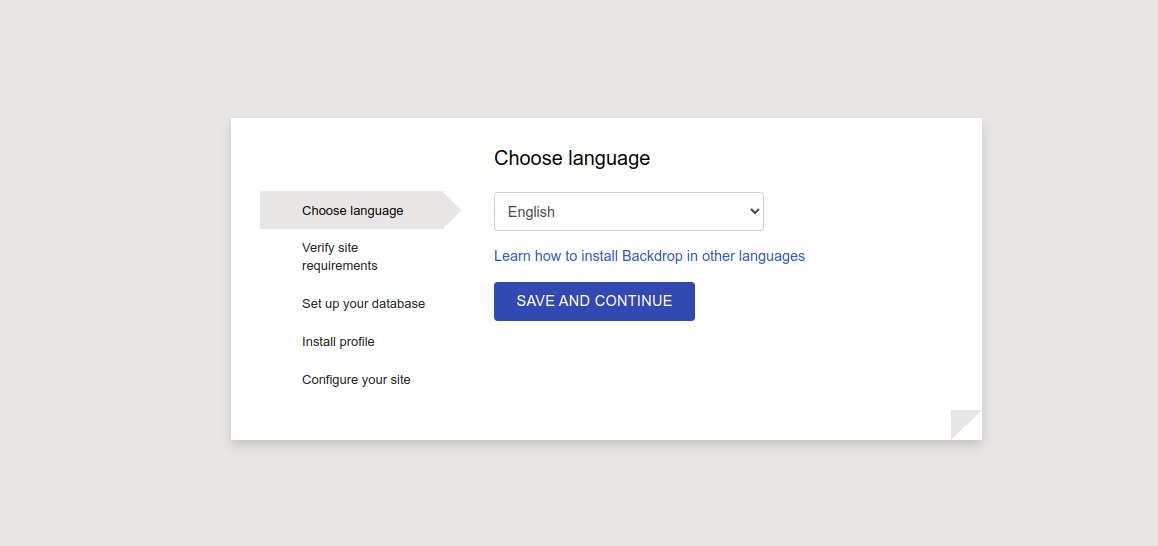 backdrop cms language selection screen