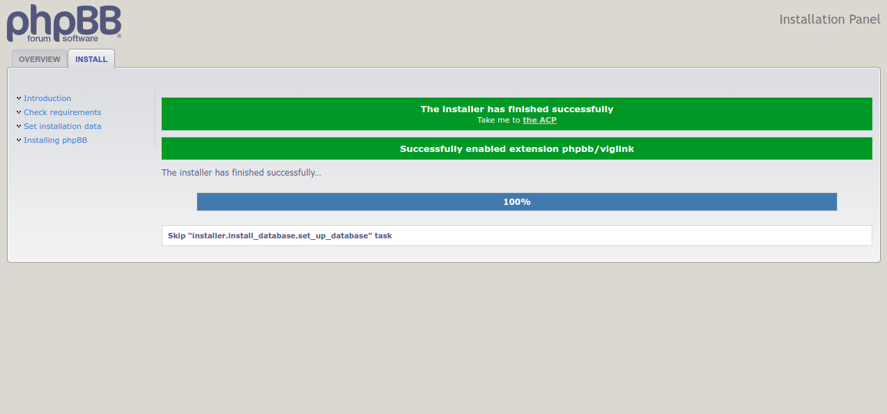 phpBB installation done