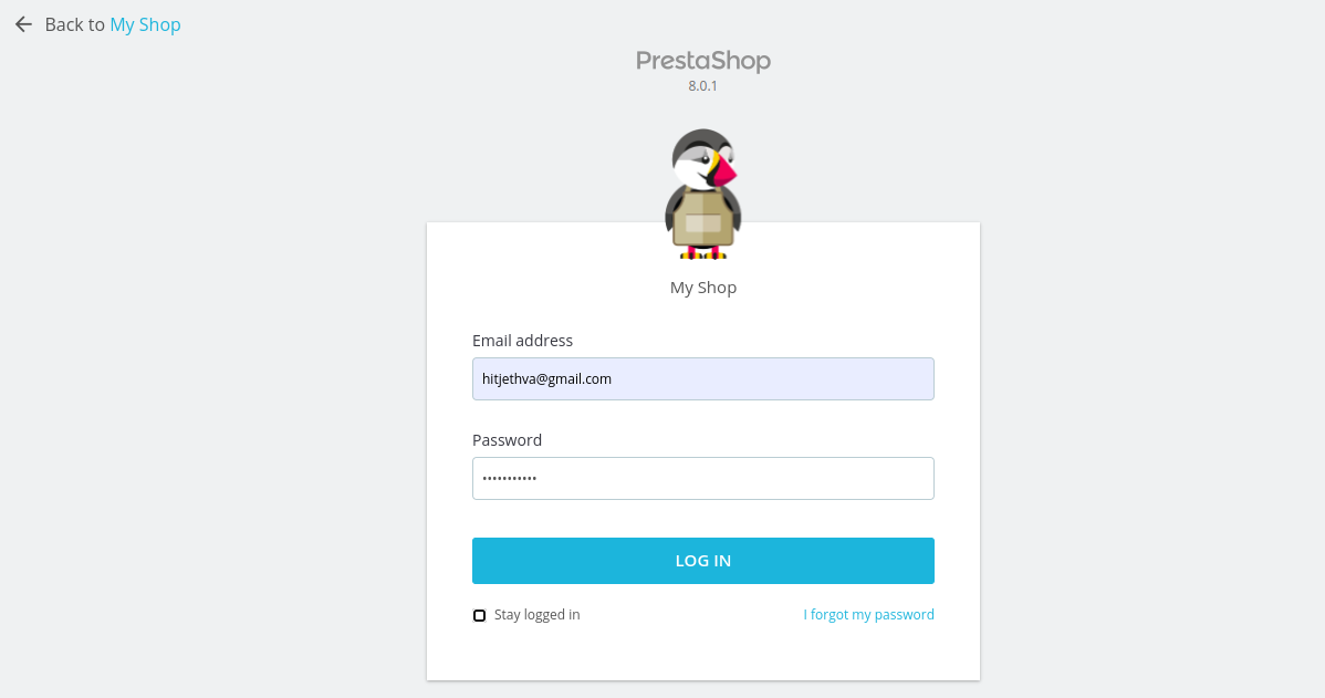 prestashop login