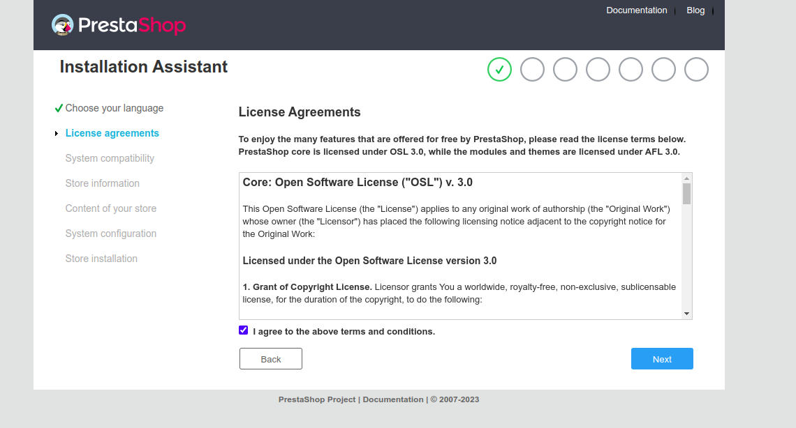 Prestashop license agreement