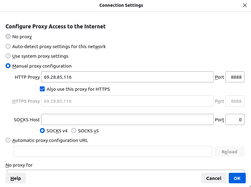 firefox proxy setting