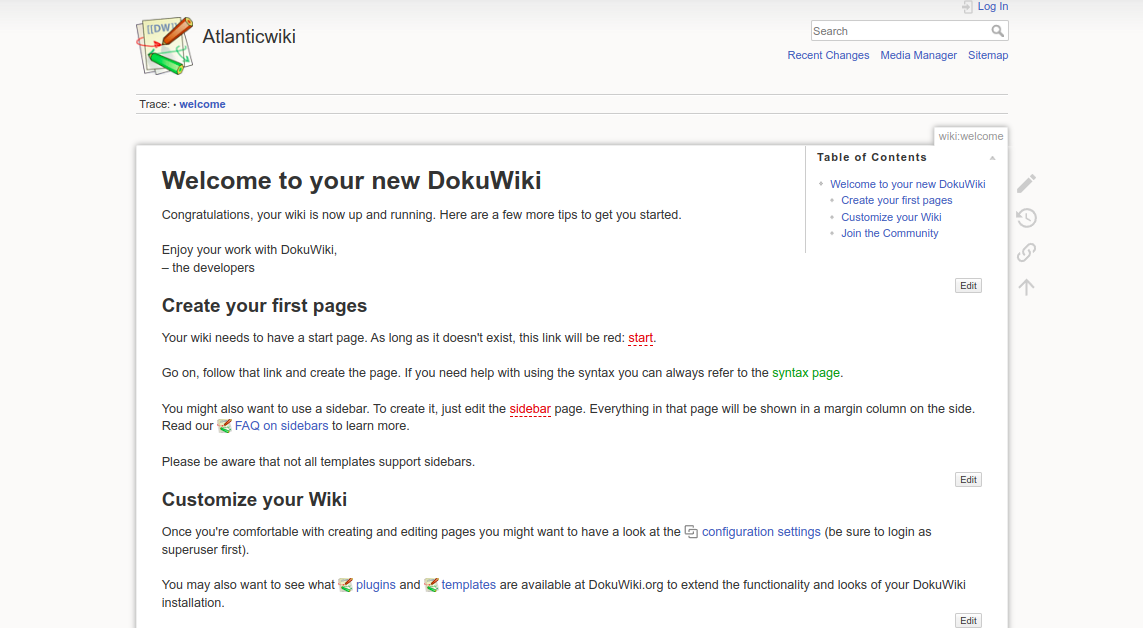 Dokuwiki dashboard