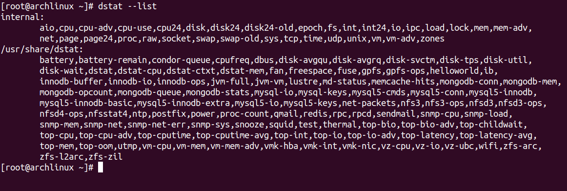 list dstat plugins