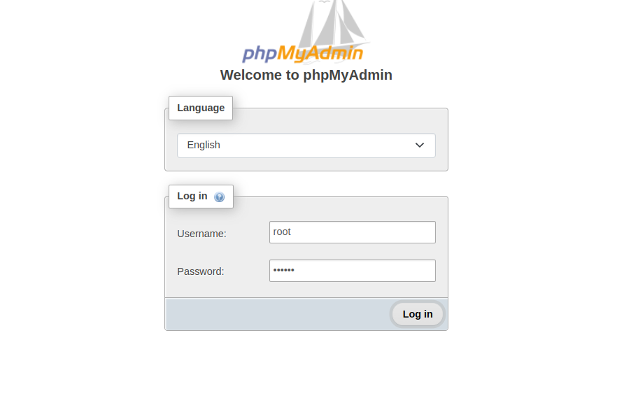 phpMYAdmin login