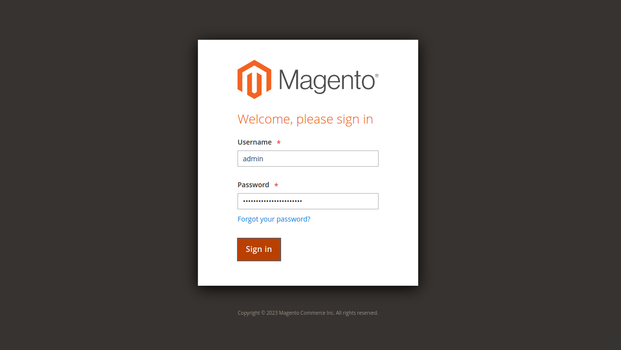 magento login