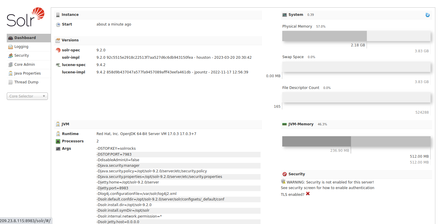 Apache solr login