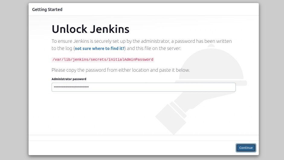 jenkins initial password screen
