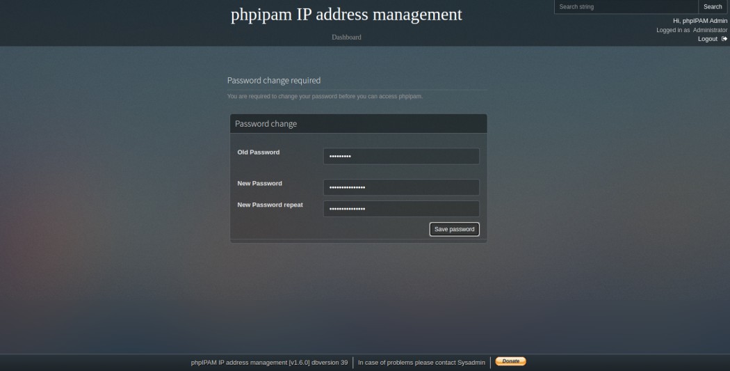 phpipam reset password