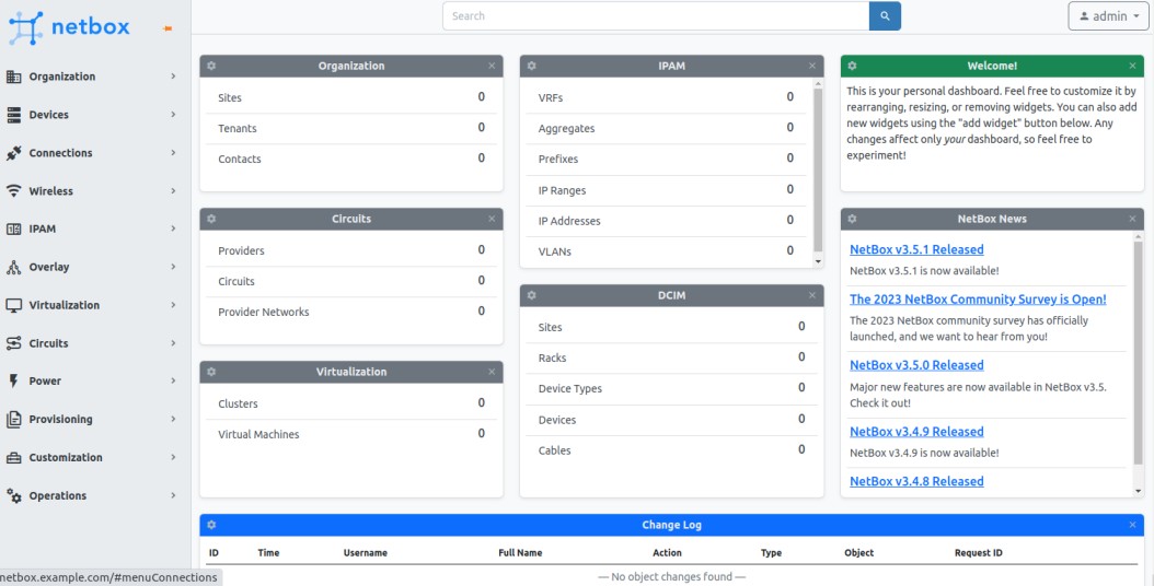 netbox admin dashboard