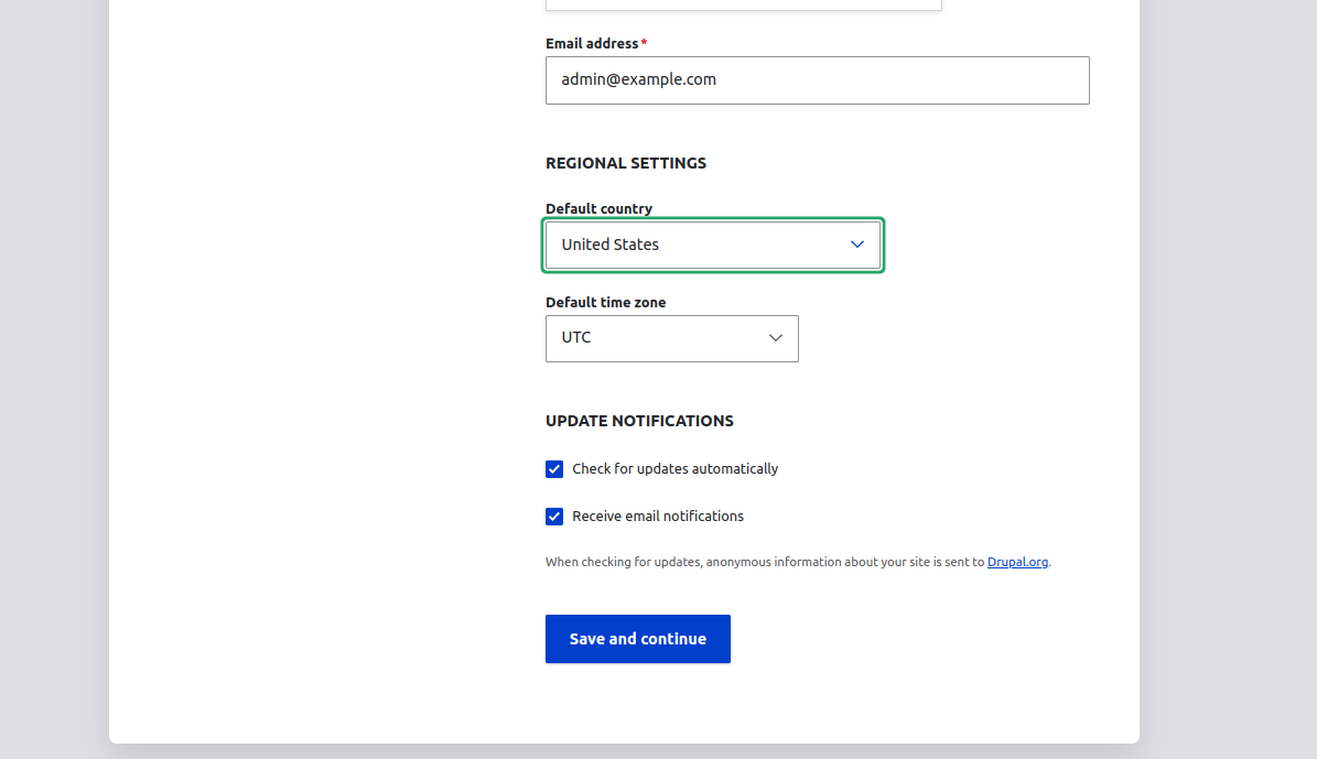 drupal site configuration