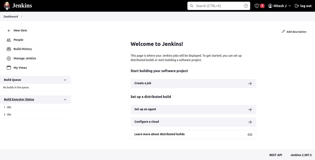 Jenkins dashboard