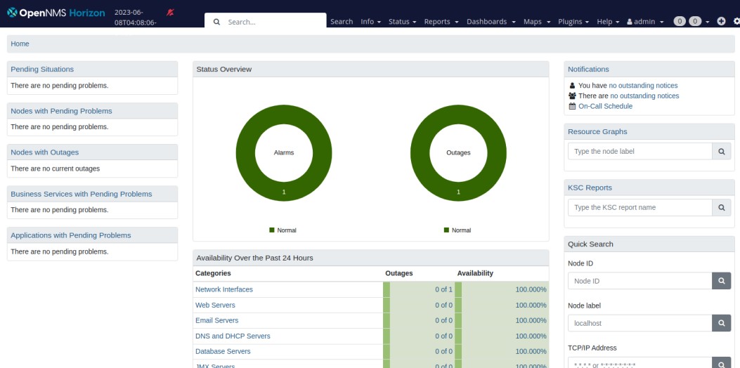 opennms dashboard