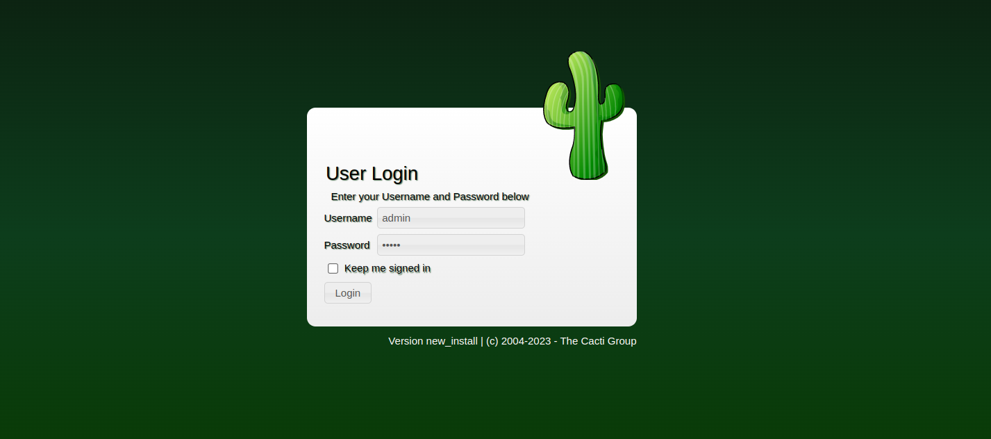 cacti login page