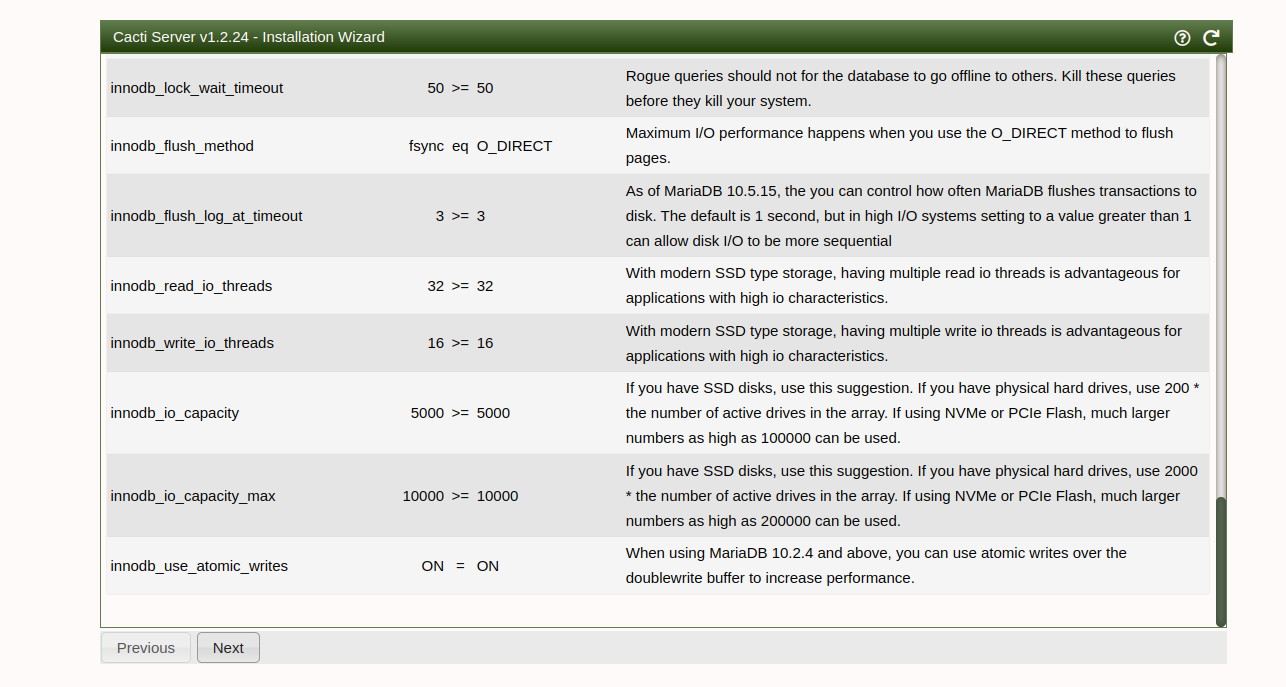 mysql settings