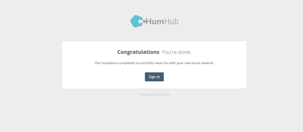 humhub installation finished