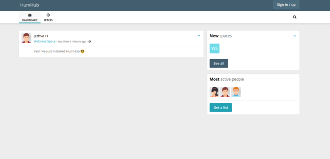 Humhub dashboard