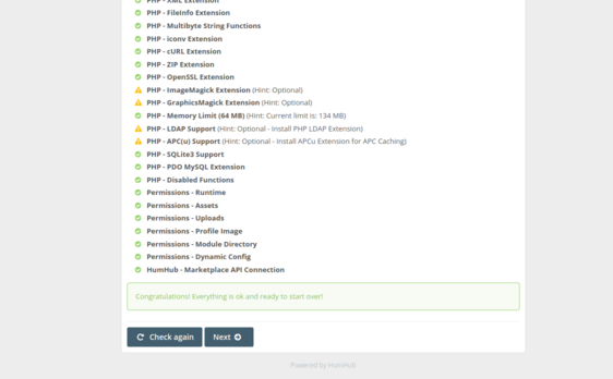 humhub requirement check