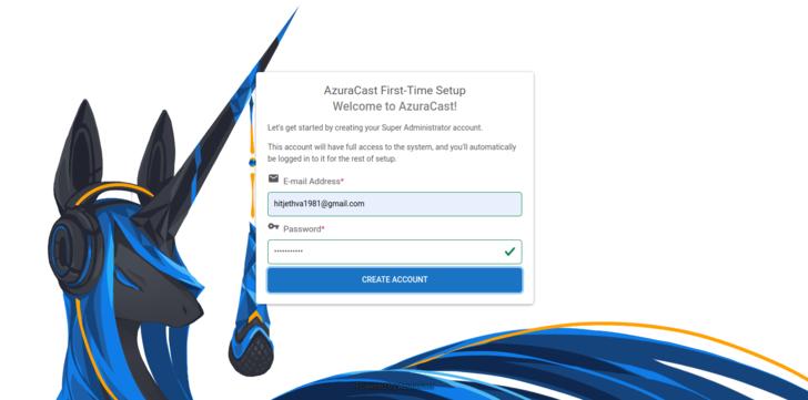 azurecast account creation