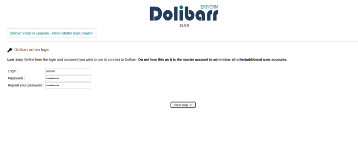 dolibarr user creation page