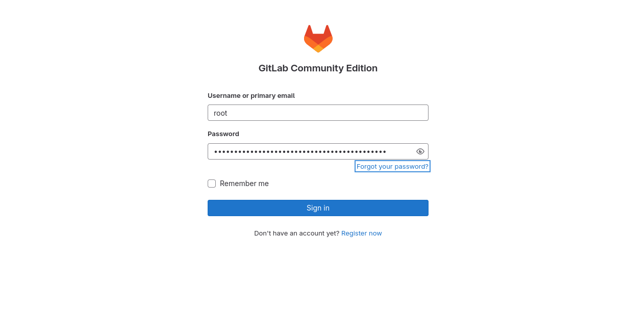 GitLab login page