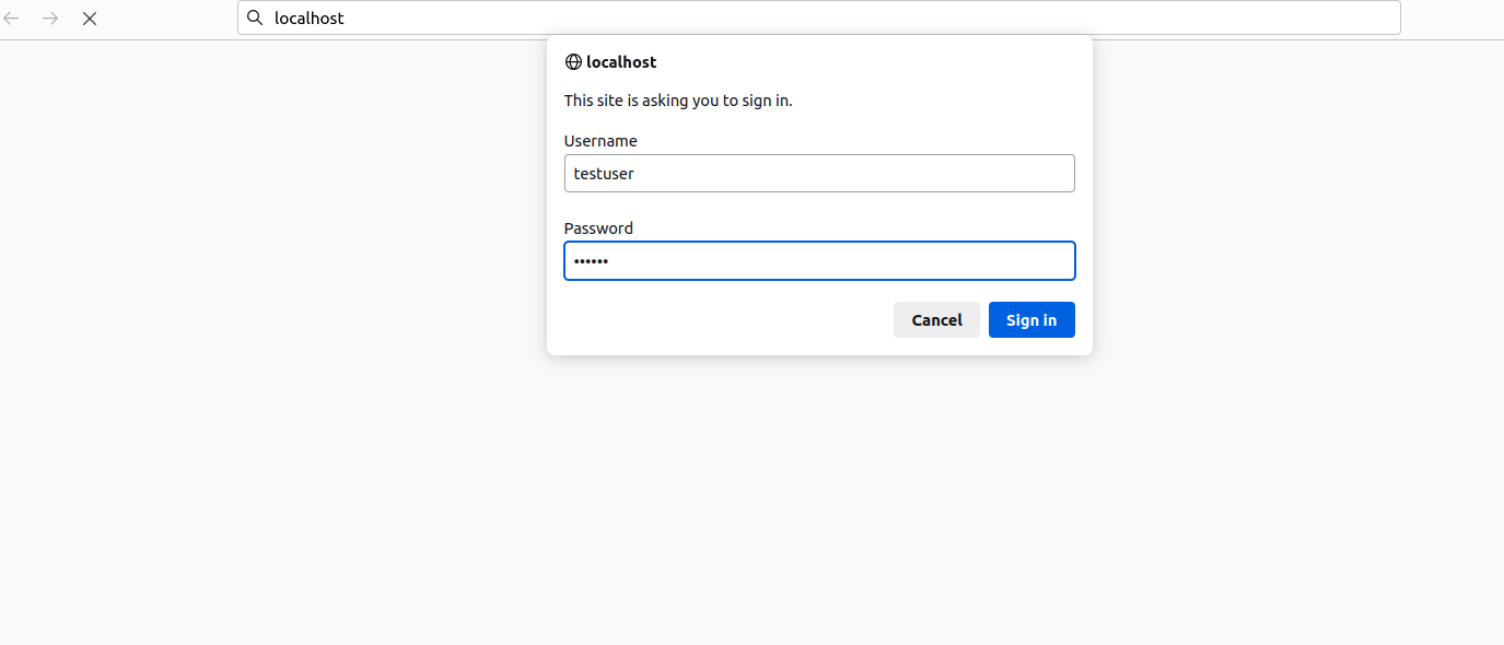 Nginx login screen