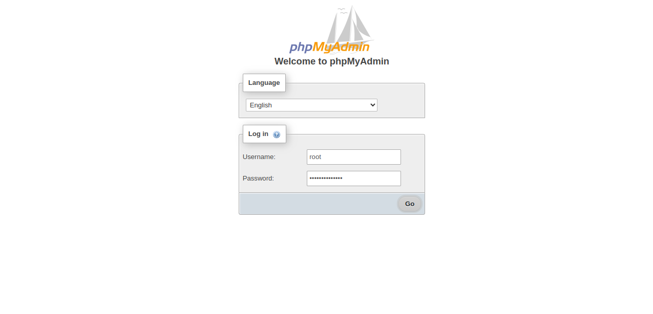 phpmyadmin main login