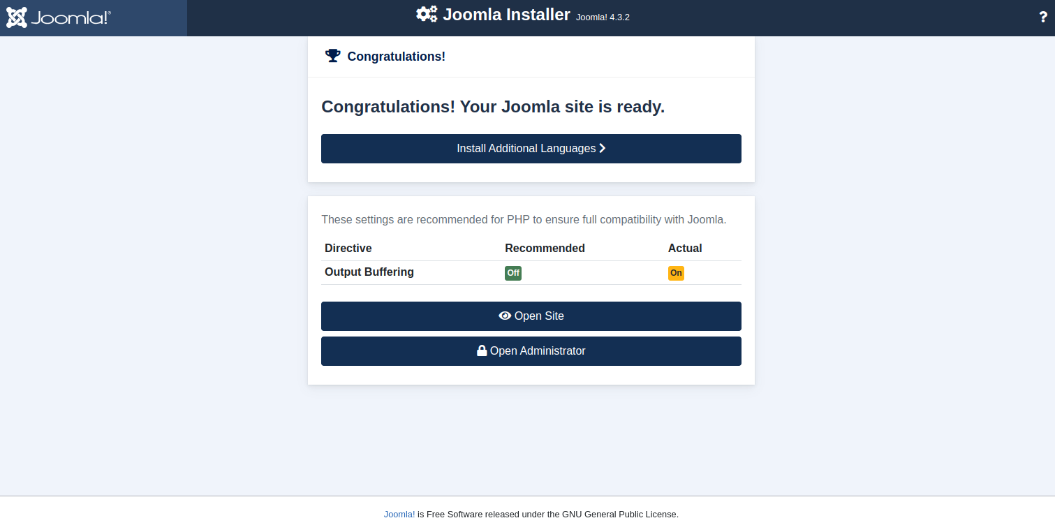 joomla installed