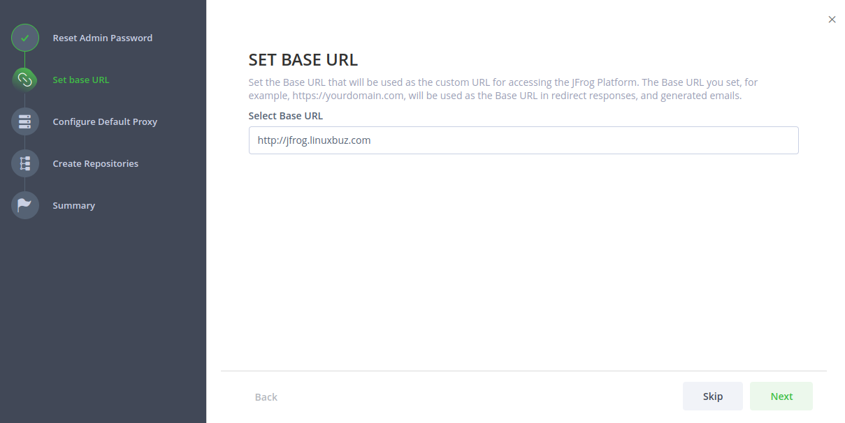 JFrog web url page