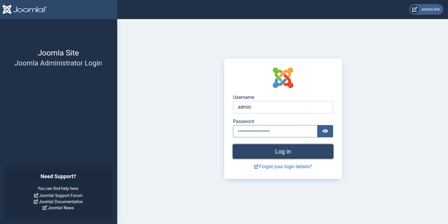 joomla login page