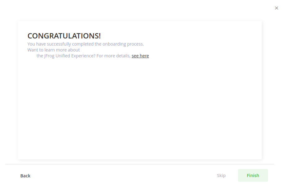 JFrog setup completed