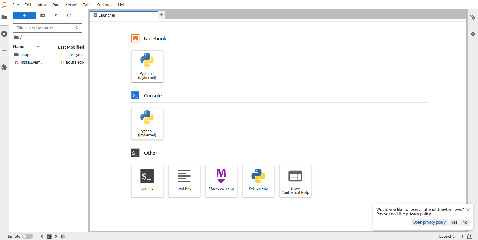 Jupyterlab dashboard