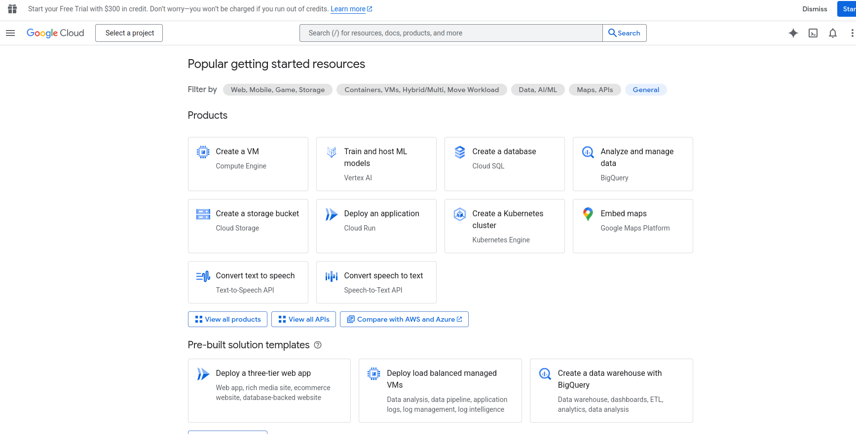 Google Cloud Dashboard