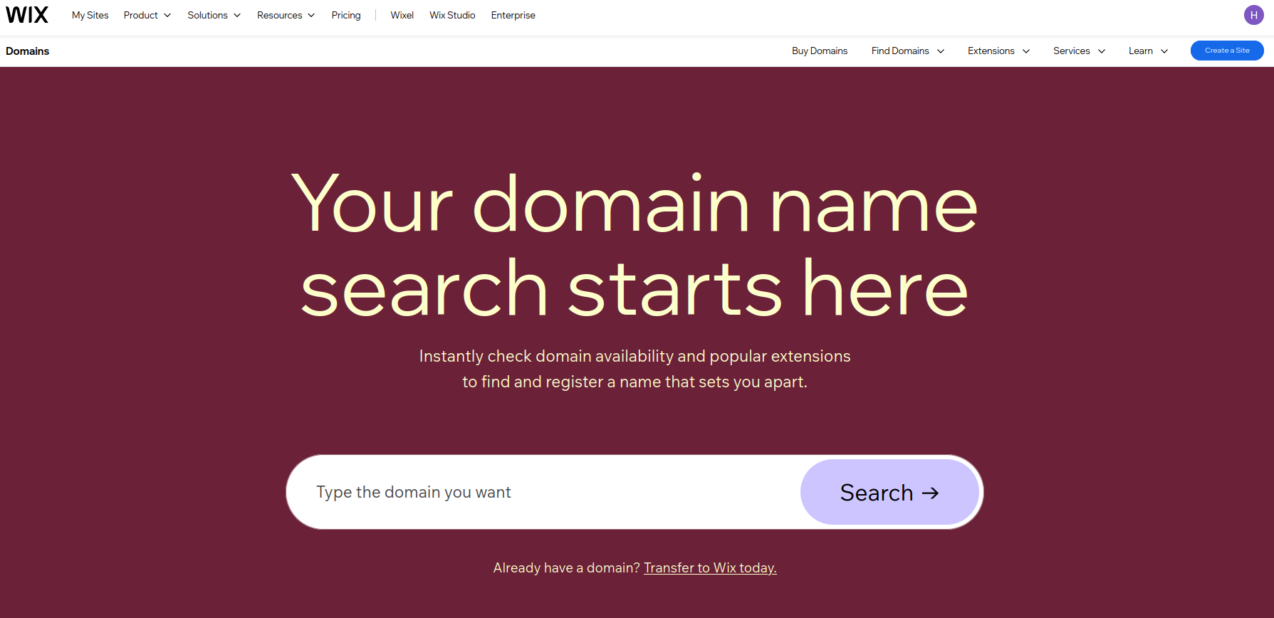 wix domain