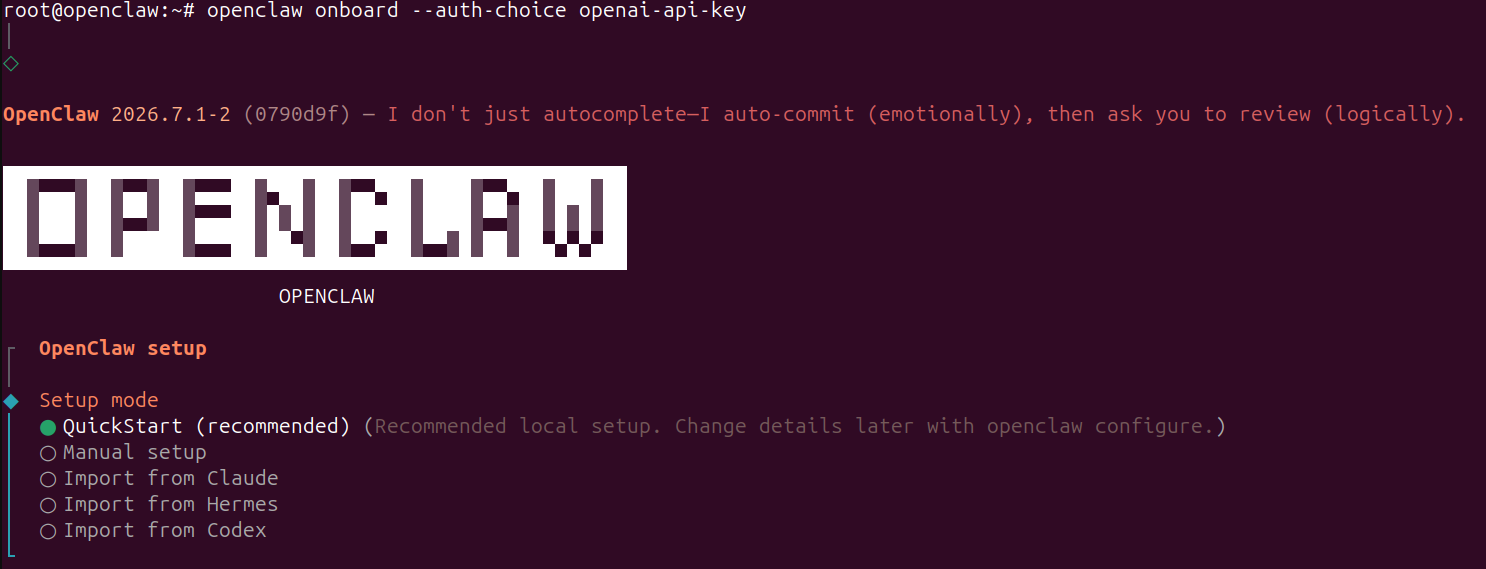 Openclaw setup mode