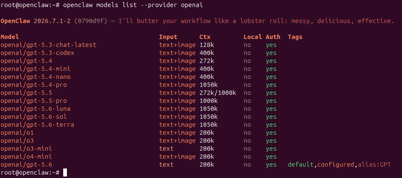 List OpenAI Provider